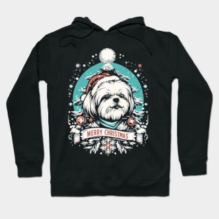 Shih Tzu Merry Christmas Santa Hat and Christmas Tree Hoodie